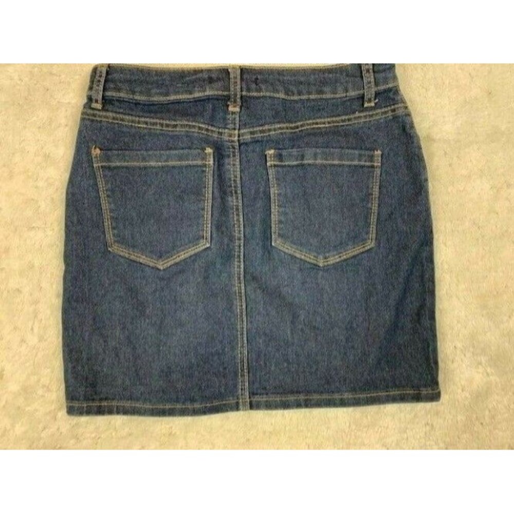 Forever 21 Size S Womens Skirt Button Fly Front Dark Wash Stretch Mini - Picture 3 of 3